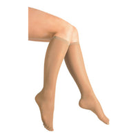 Loving Comfort Sheer Fashion Knee High Stockings 20 to 30Mmhg Closed Toe Women Black, Medium, 1 Pair