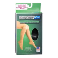 Loving Comfort Sheer Knee High Stockings 8 to 15Mmhg Closed Toe Women Black, Medium, 1 Pair
