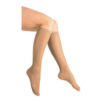 Loving Comfort Sheer Fashion Knee High Stockings 15 to 20Mmhg Closed Toe Women Beige Small, 1 Pair