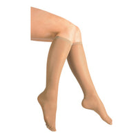 Loving Comfort Sheer Knee High Stockings Closed Toe Womens 15 to 20Mmhg Beige Medium, 1 Pair