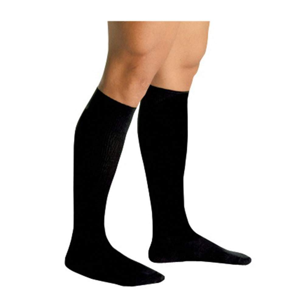 Loving Comfort Dress Mens Medical Socks Knee High 10 to 15Mmhg Closed Toe Black, Large, 1 Pair