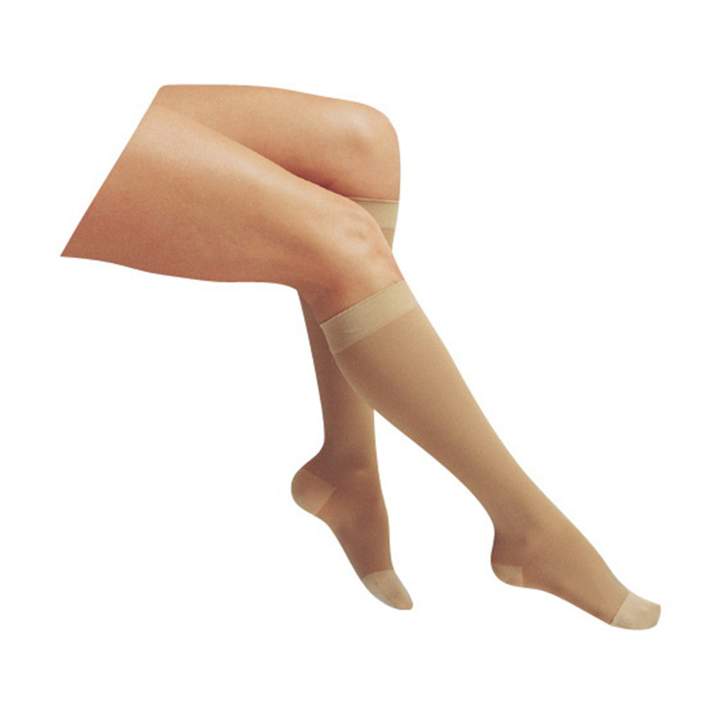 Loving Comfort Knee High Firm Compression Stockings 20 to 30Mmhg Closed Toe Womens Beige Medium, 1 Pair