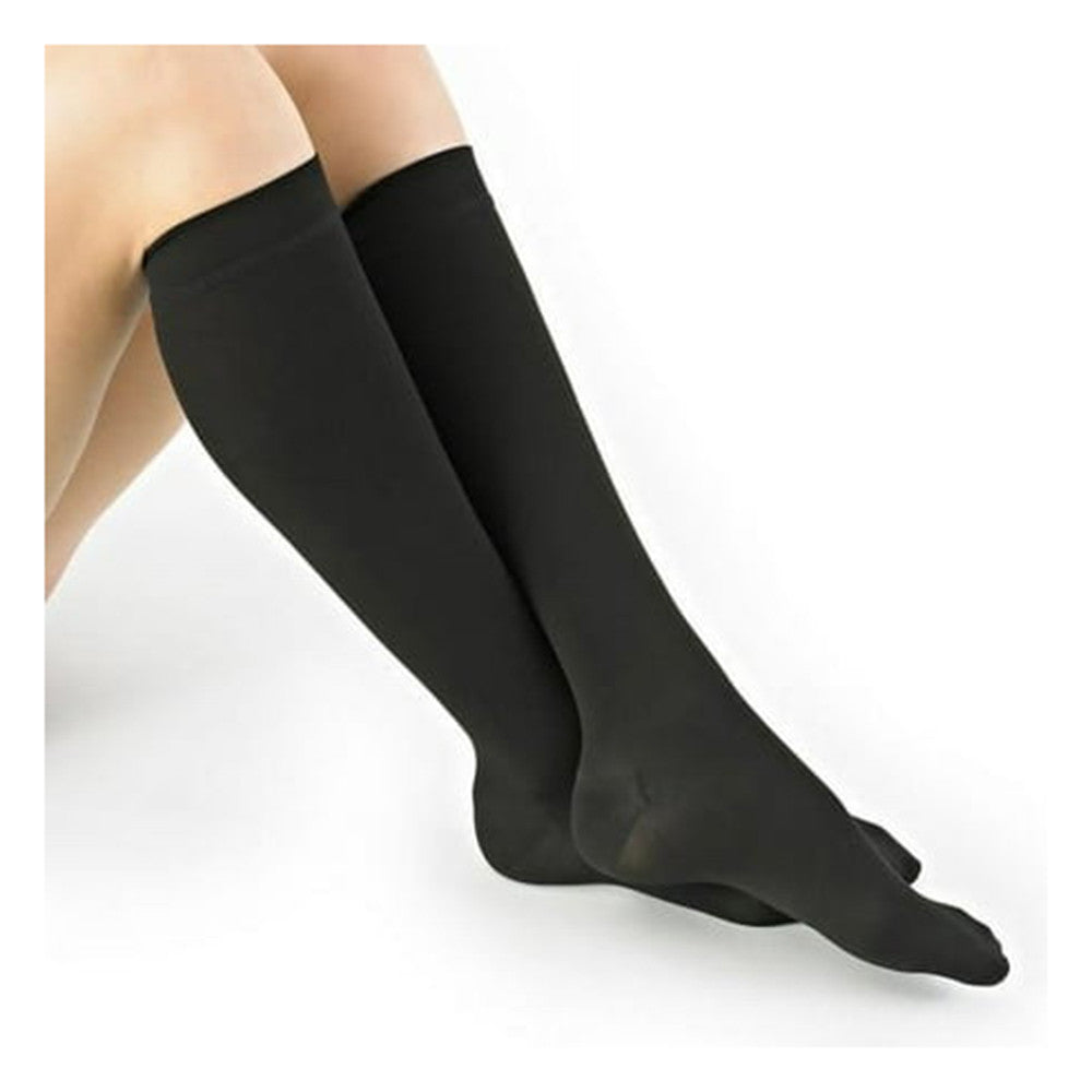 Loving Comfort Microfiber Knee High 10 to 20Mmhg Closed Toe Women Black, Extra Large, 1 Pair