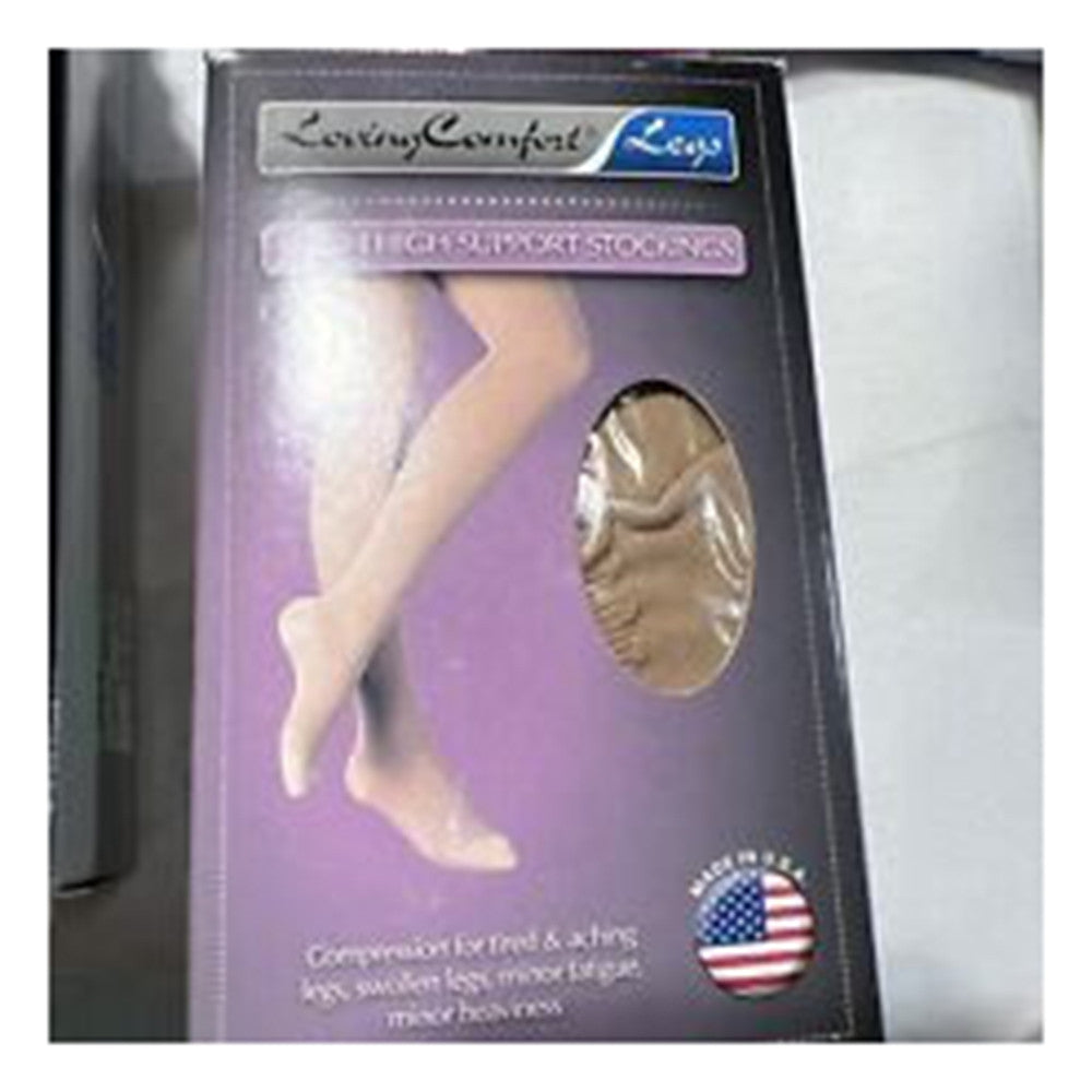 Loving Comfort Anti-Embolism Thigh Highs 15 to 20Mmhg Closed Toe Beige Large, 1 Pair