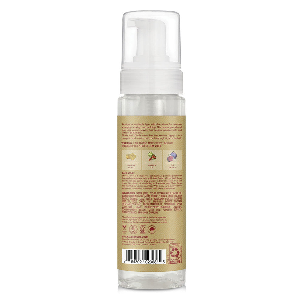 Shea Moisture Hydrating Wrap and Set Mousse for Hold and Shine Manuka Honey and Mafura Oil, 7.5 Oz
