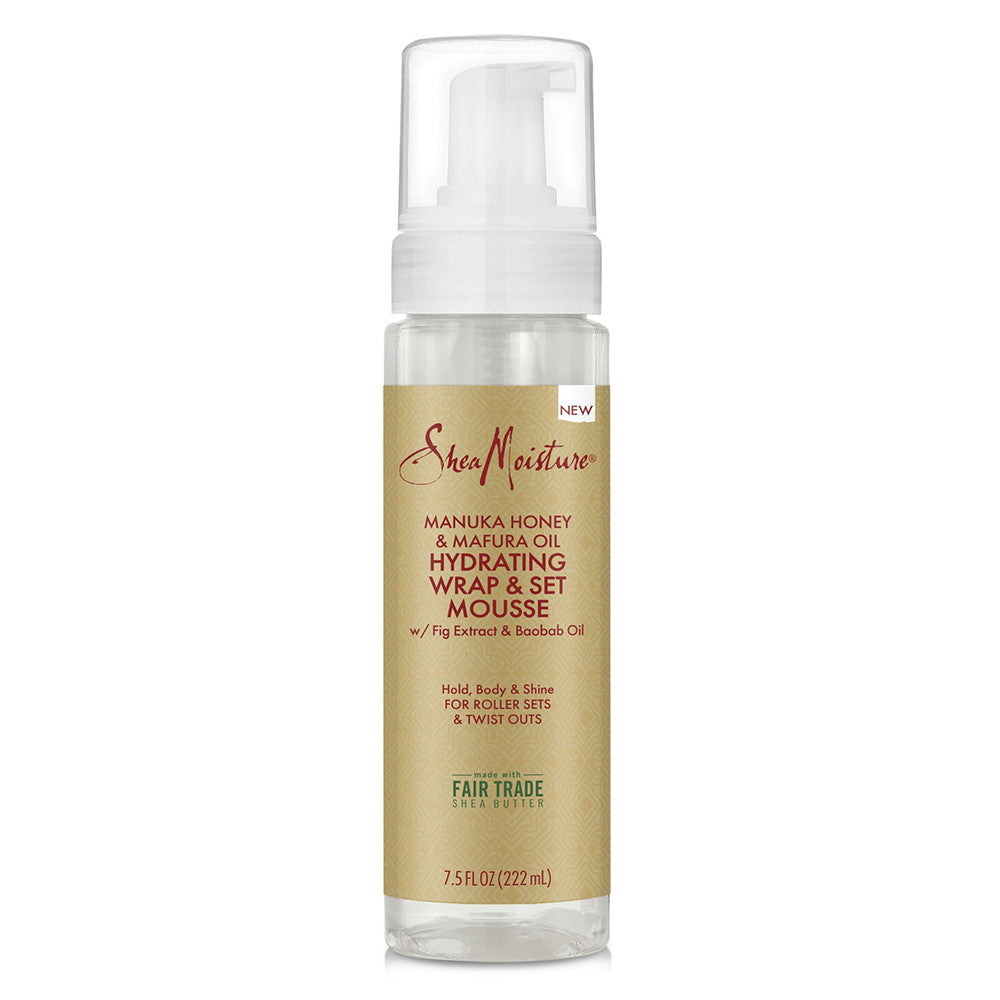 Shea Moisture Hydrating Wrap and Set Mousse for Hold and Shine Manuka Honey and Mafura Oil, 7.5 Oz