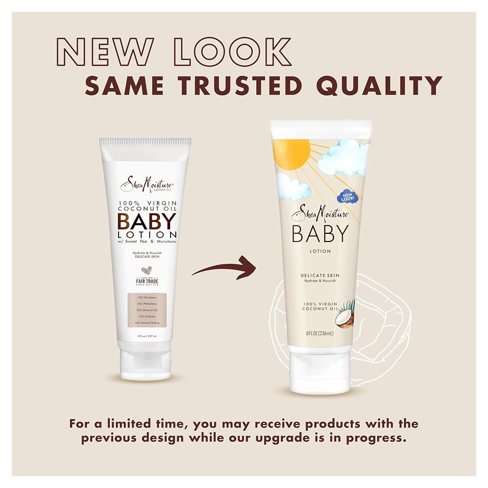 Shea Moisture 100% Virgin Coconut Oil Baby Lotion With Sweet Pea, & Murumuru, 8 Oz