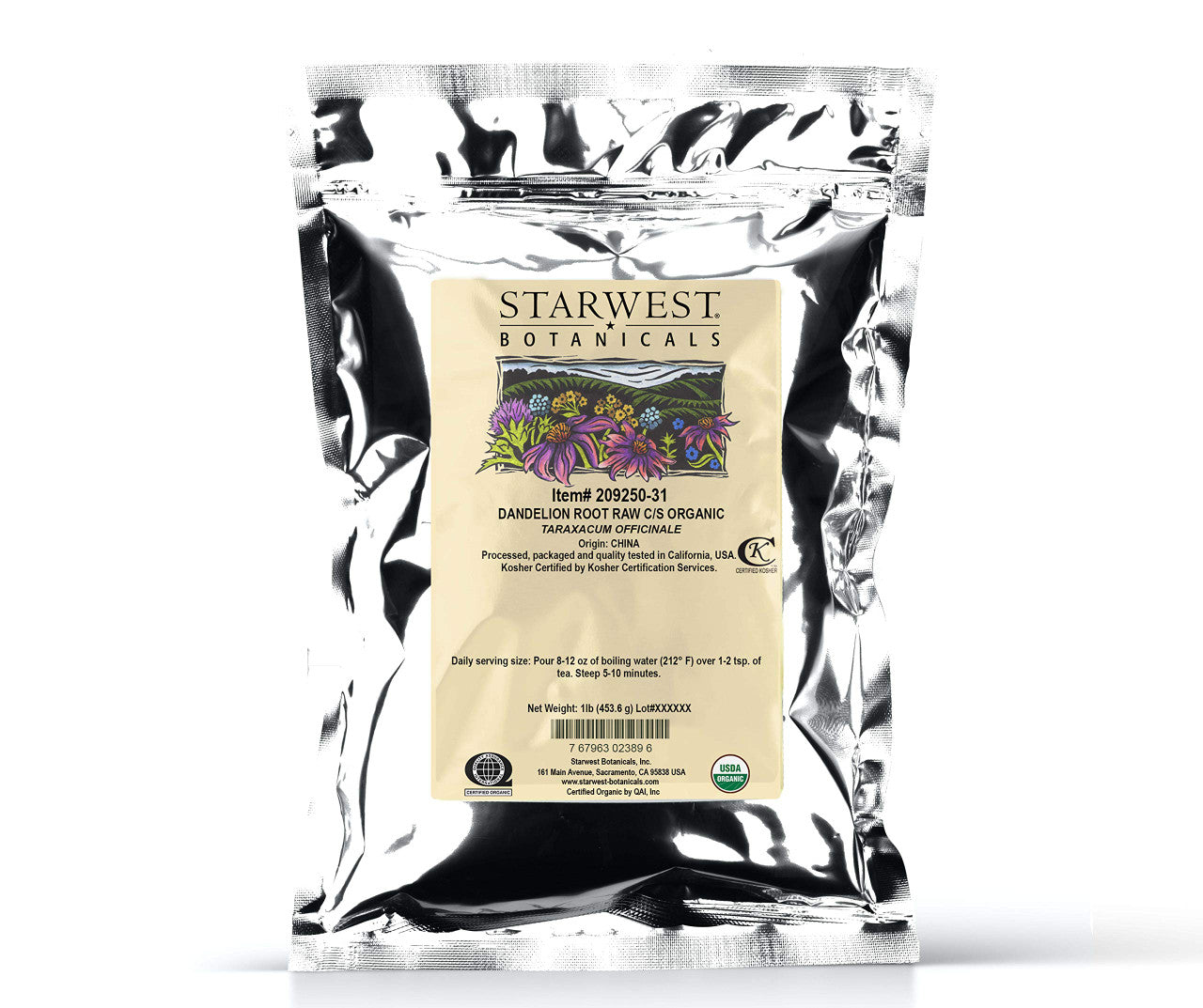 Starwest Botanicals Organic Dandelion Root Cut And Shifted, 1 Lb