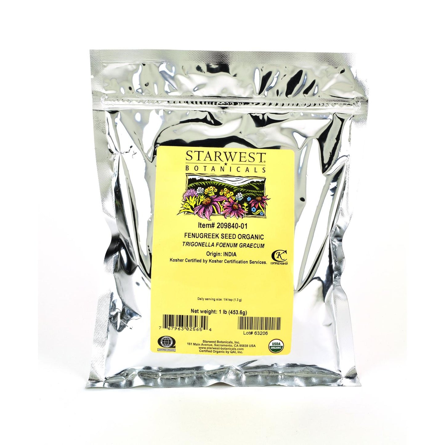 Starwest Botanicals Organic Fenugreek Seeds, 1 Lb
