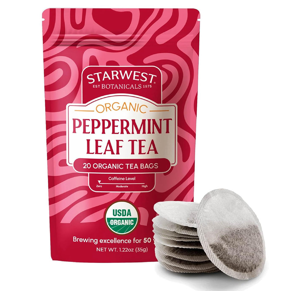 Starwest Botanicals Organic Peppermint Leaf Tea Bags for Digestive Comfort 1.22Oz (35g) 20Ea