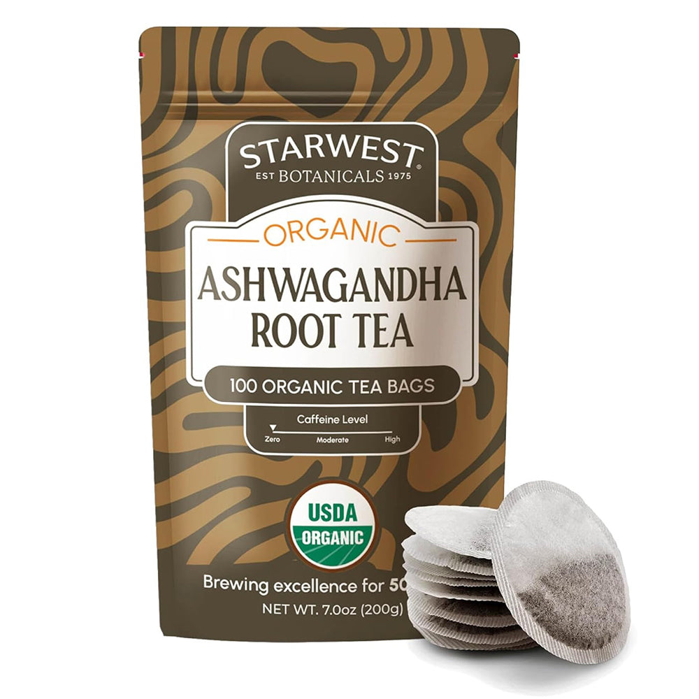 Starwest Botanicals Ashwagandha Root Organic Tea Bags Embrace Calm and Balance Support Mind and Body 100Ea
