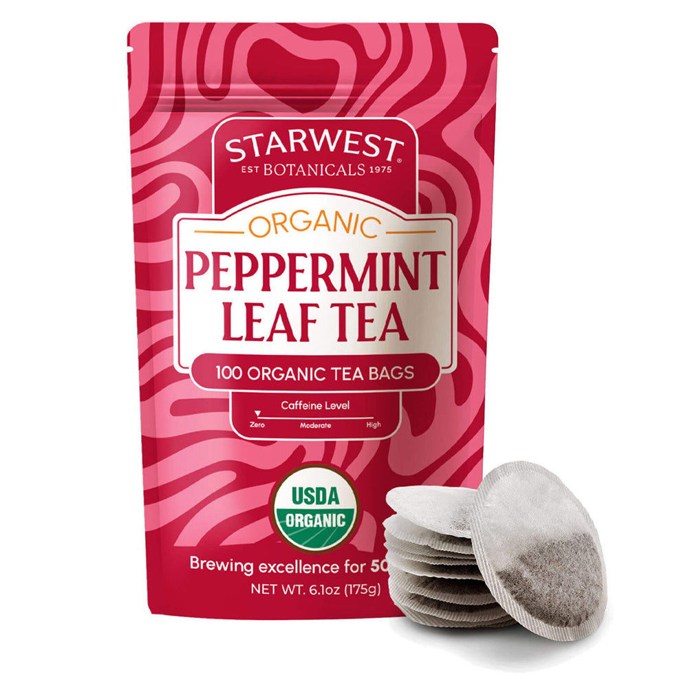Starwest Botanicals Peppermint Leaf Organic Tea Bags Soothe and Refresh Body and Mind 100Ea