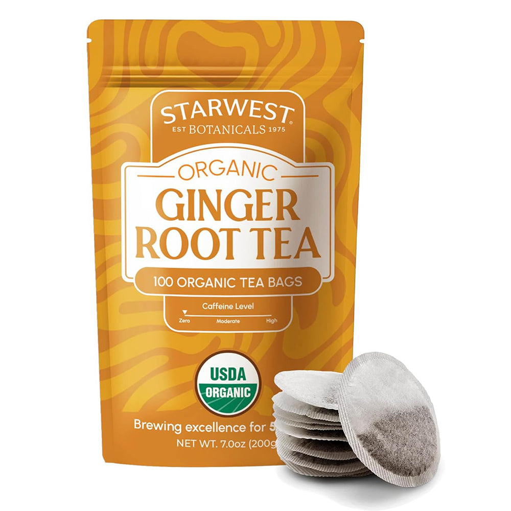 Starwest Botanicals Herbal Organic Ginger Root Tea Bags 7Oz (220g)
