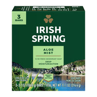 Irish Spring Aloe Mist Deodorant Bar Soap, 3.7 Oz, 3 Ea