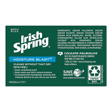 Irish Spring Moisture Blast Deodorant Bar Soap, 3 Ea, 3.75 Oz