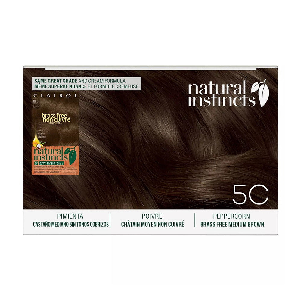 Clairol Natural Instincts Brass Free Haircolor Kit, Medium Brown 5C, 1 Ea