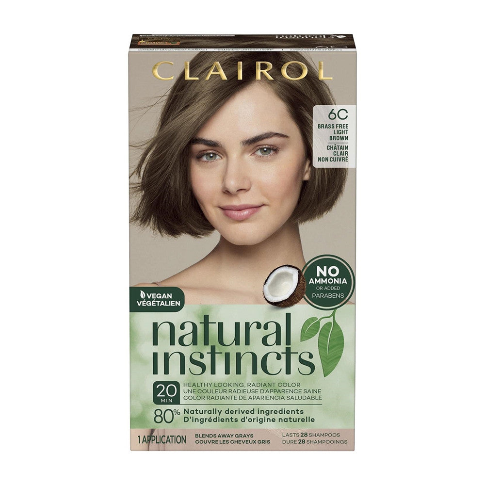 Clairol Natural Instincts Brass Free Haircolor, #6C Light Brown - 1 Ea