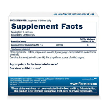 Florastor 250 Mg Probiotic Maximum Strength Capsules, 50 Ea