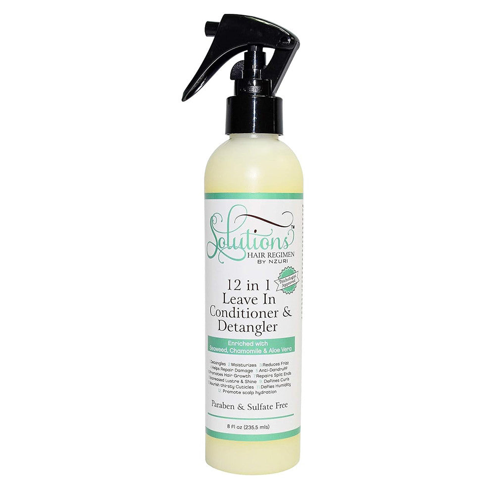 Nzuri Solutions Hair Regimen 12 in 1 Leave in Conditioner Detangler Enriched With Seaweed, 8 Oz