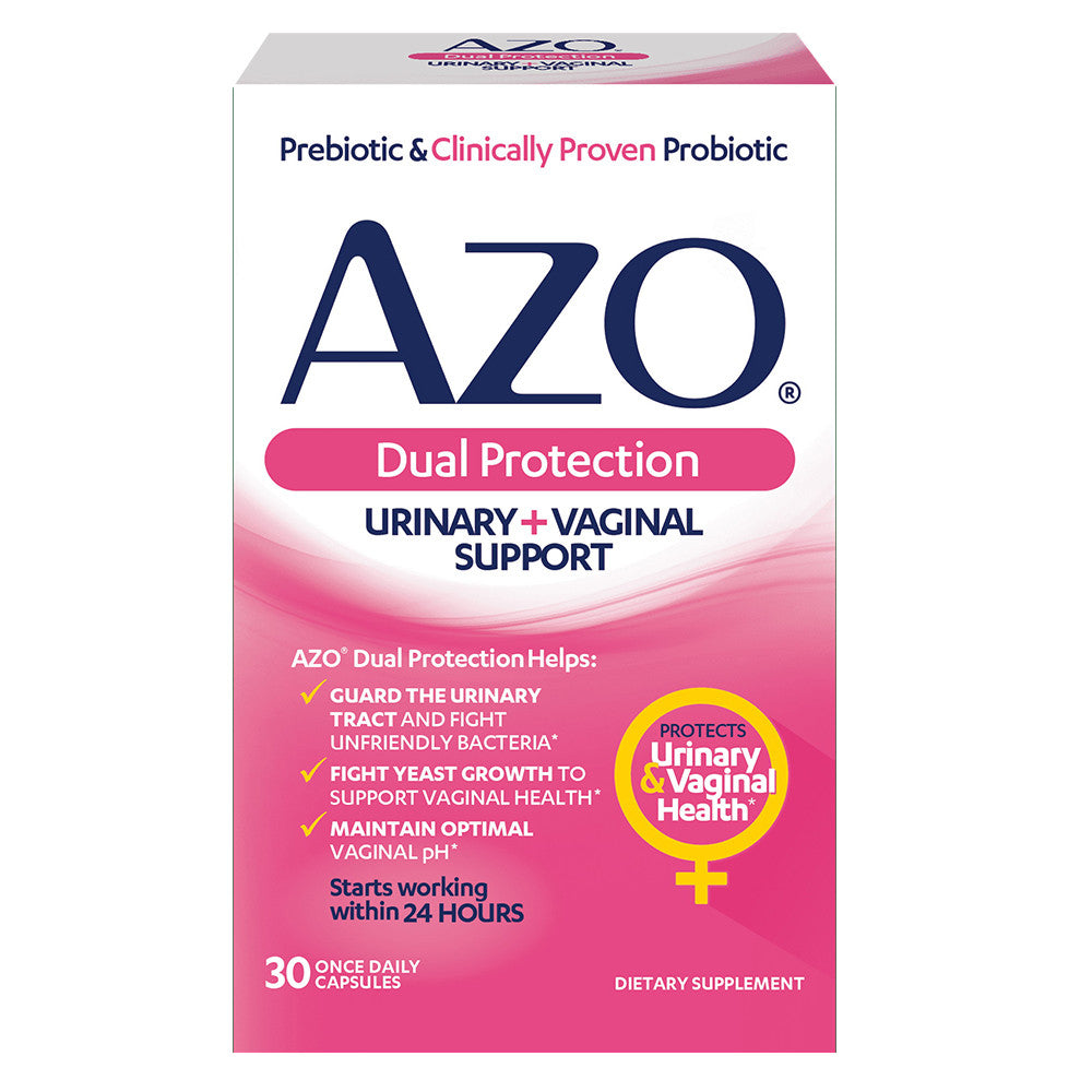 Azo Dual Protection Urinary and Vaginal Prebiotic Support Capsules, 30 Ea