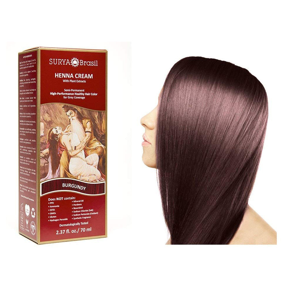 Surya Brasil Henna Hair Cream Burgundy with Plant Extracts 2.37Oz (70ml)