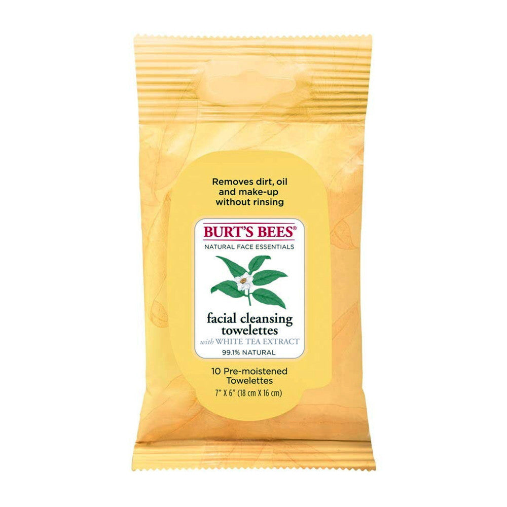 Burts Bees Facial Cleansing Towelettes, White Tea Extract, 10 Ea