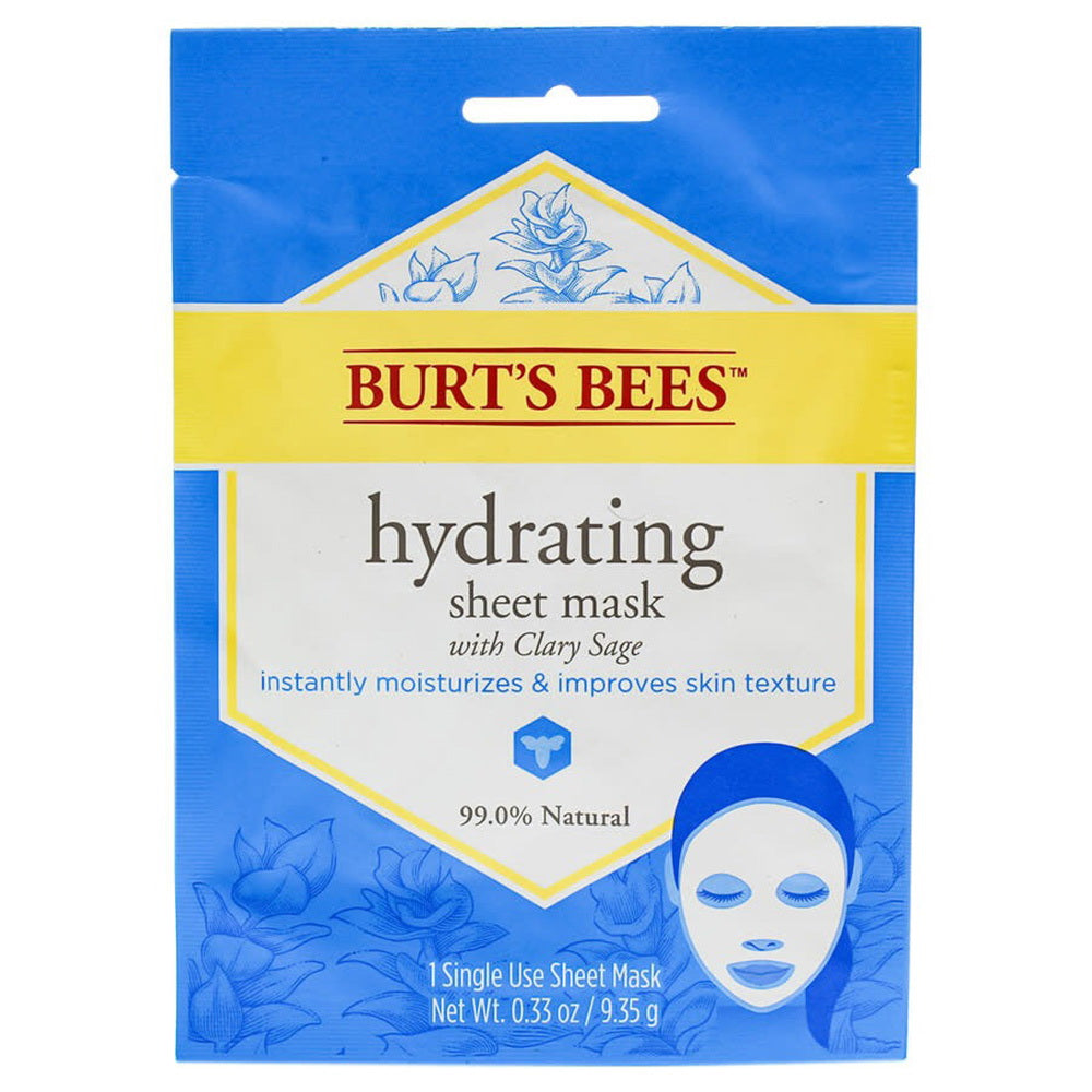 Burts Bees Hydrating Sheet Face Mask with Clary Sage for Women 0.33Oz (9.35g)