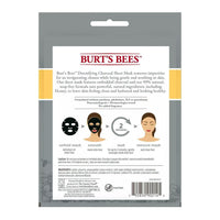 Burts Bees Detoxifying Charcoal Facial Sheet Mask, Honey, 0.33 Oz