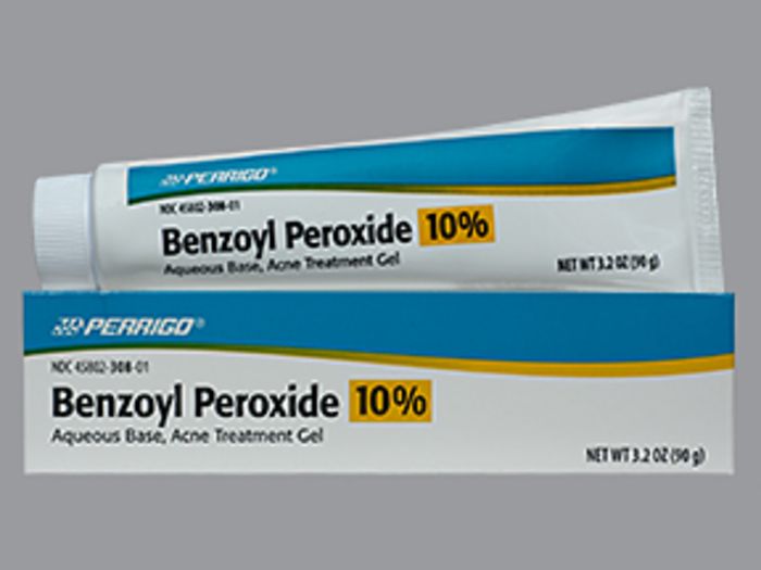 Perrigo Benzoyl Peroxide 10 Percent Aqueous Base Acne Treatment Gel 3.2Oz (90g)