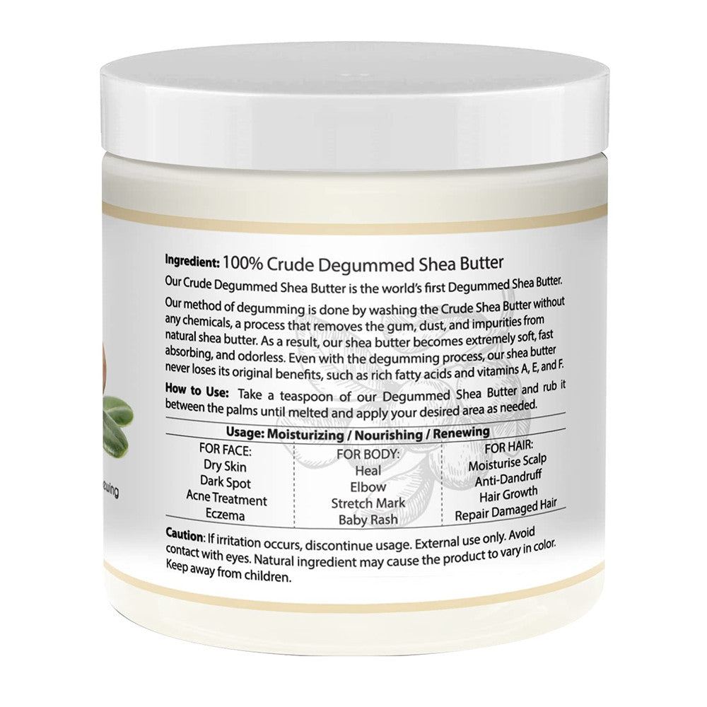 Its Pure Natural Crude Degummed African Ivory Shea Butter, 8 Oz