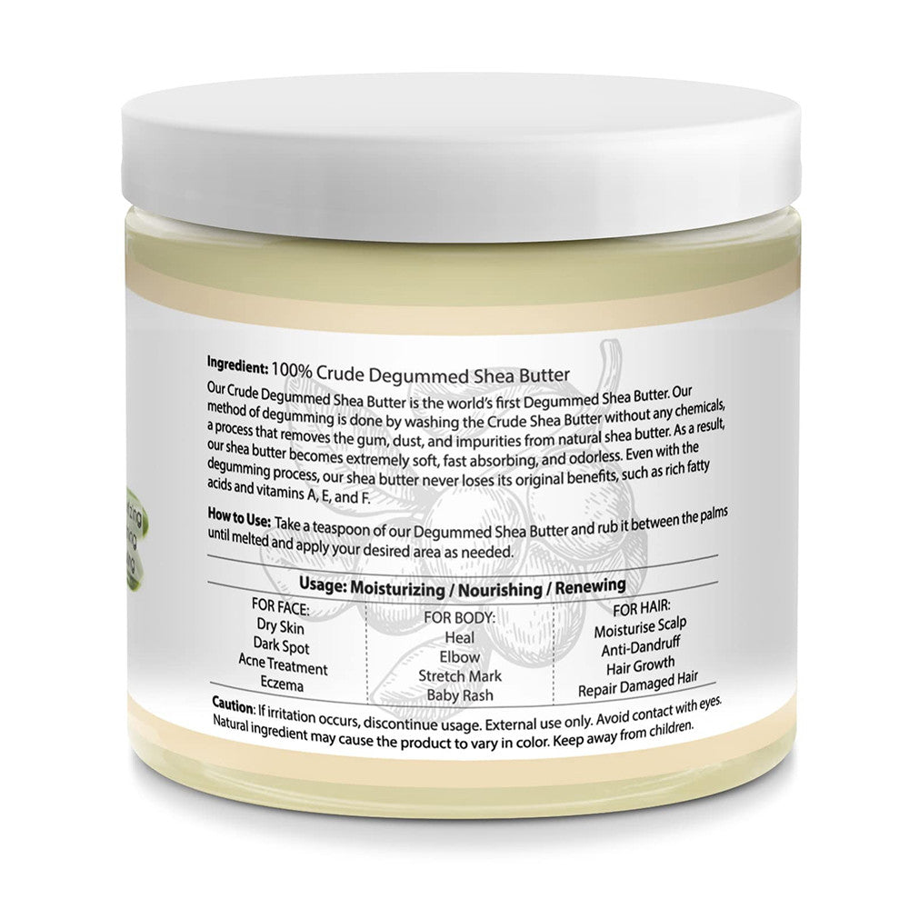 Its Pure Natural Crude Degummed African Ivory Shea Butter, 16 Oz