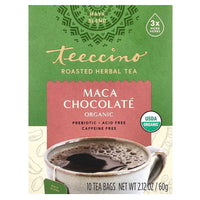 Teeccino, Organic Roasted Herbal Tea, Maca Chocolate, Caffeine Free, 10 Tea Bags, 2.12 oz