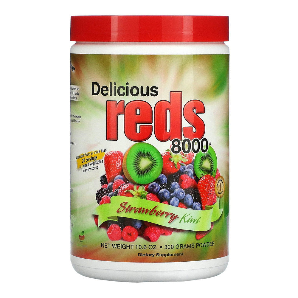 Greens World Delicious Reds 8000 Powder, Strawberry And Kiwi Flavor, 10.6 Oz