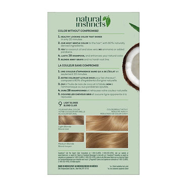 Clairol Natural Instincts Demi-Permanent Hair Color Kit, 9 Light Blonde, 1 Ea