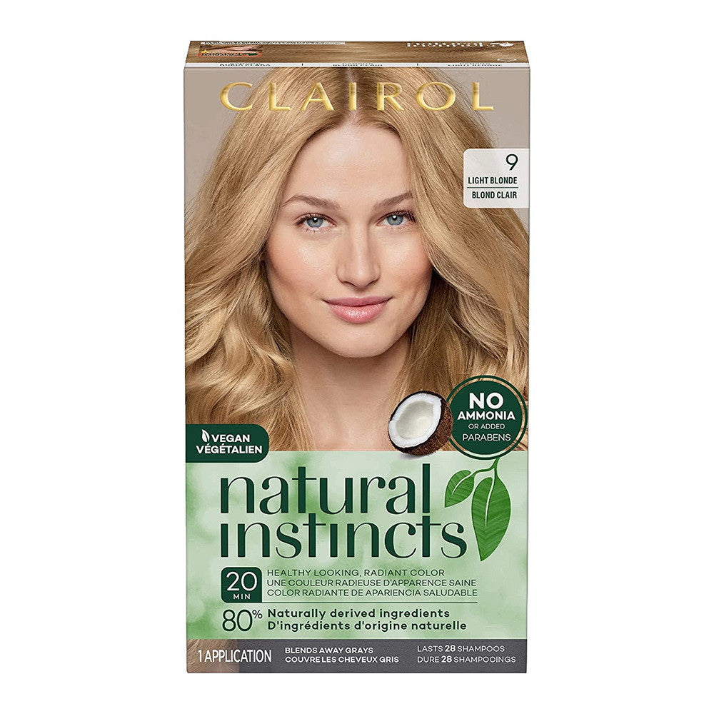 Clairol Natural Instincts Demi-Permanent Hair Color Kit, 9 Light Blonde, 1 Ea