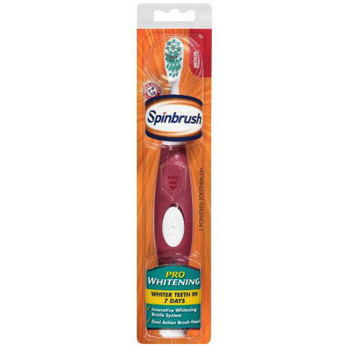 Spinbrush Pro Whiten Battery Toothbrush, Medium Bristles, 1 Ea
