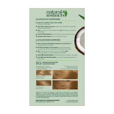 Clairol Natural Instincts 8G Medium Golden Blonde Hair Color Kit, 1 Ea