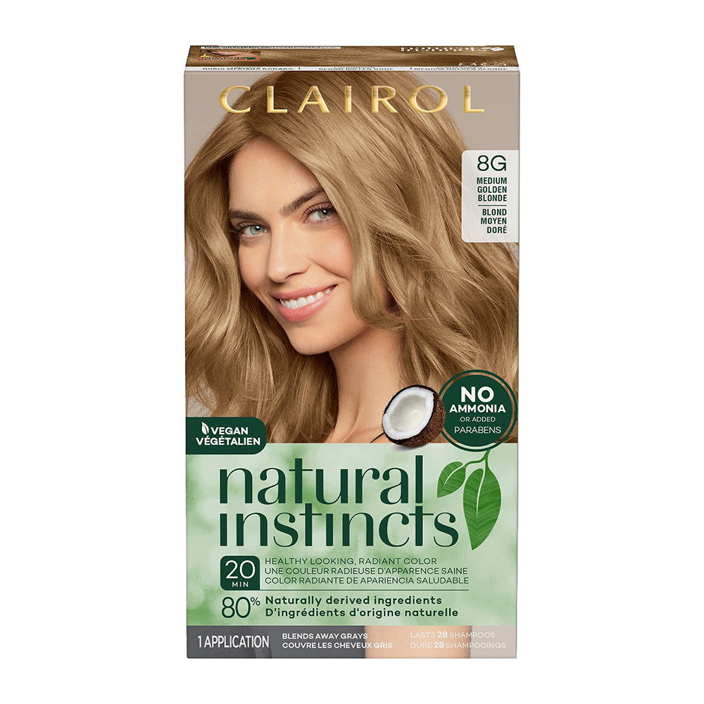 Clairol Natural Instincts 8G Medium Golden Blonde Hair Color Kit, 1 Ea