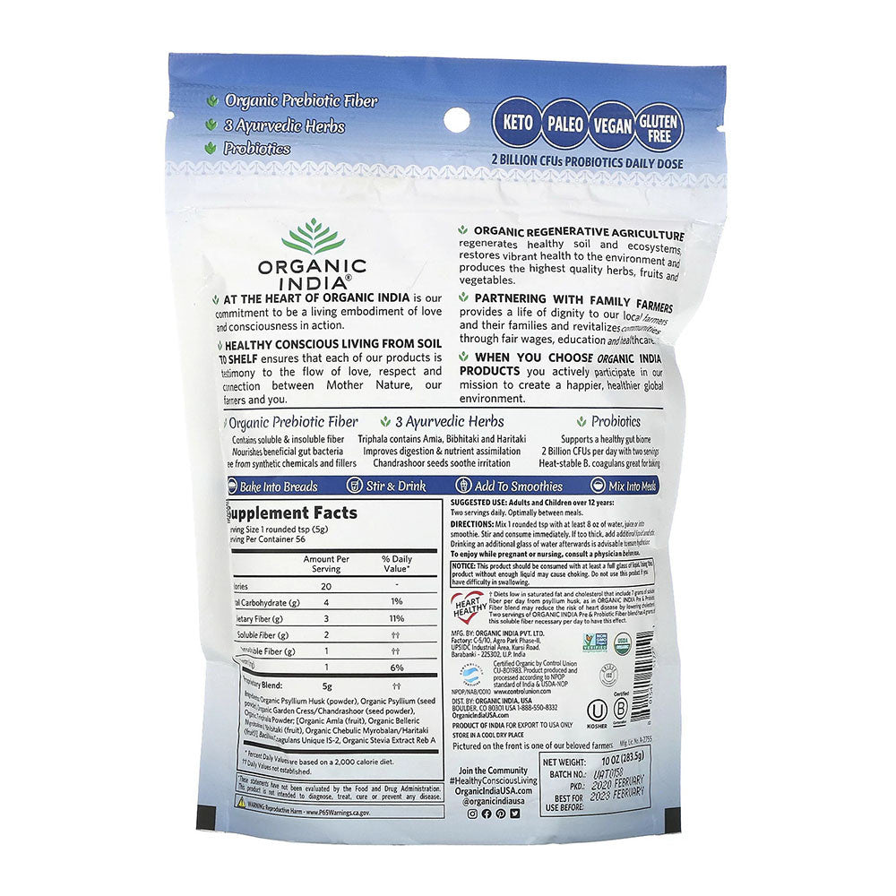 Organic India Psyllium Pre and Probiotic Fiber Mix, 10 Oz