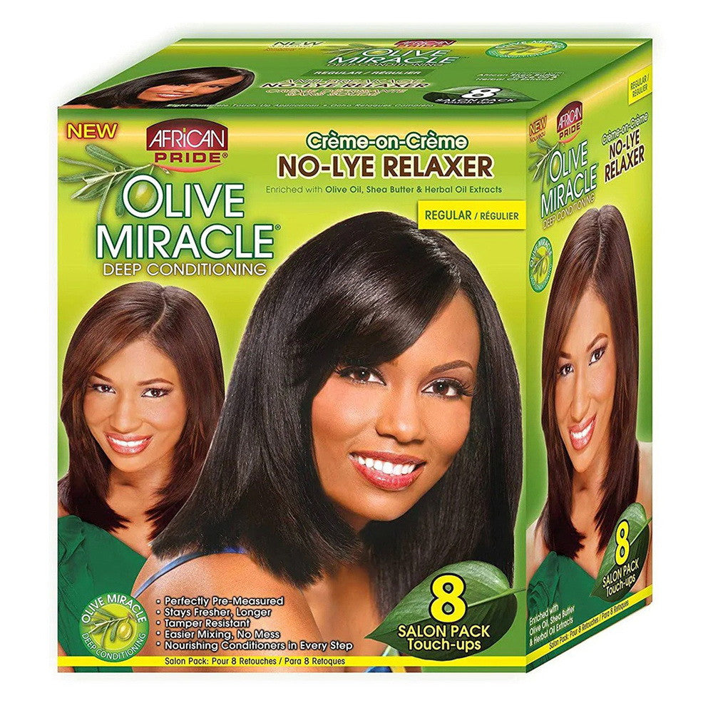 African Pride Olive Miracle Deep Conditioning No Lye Relaxer, 8 Ea