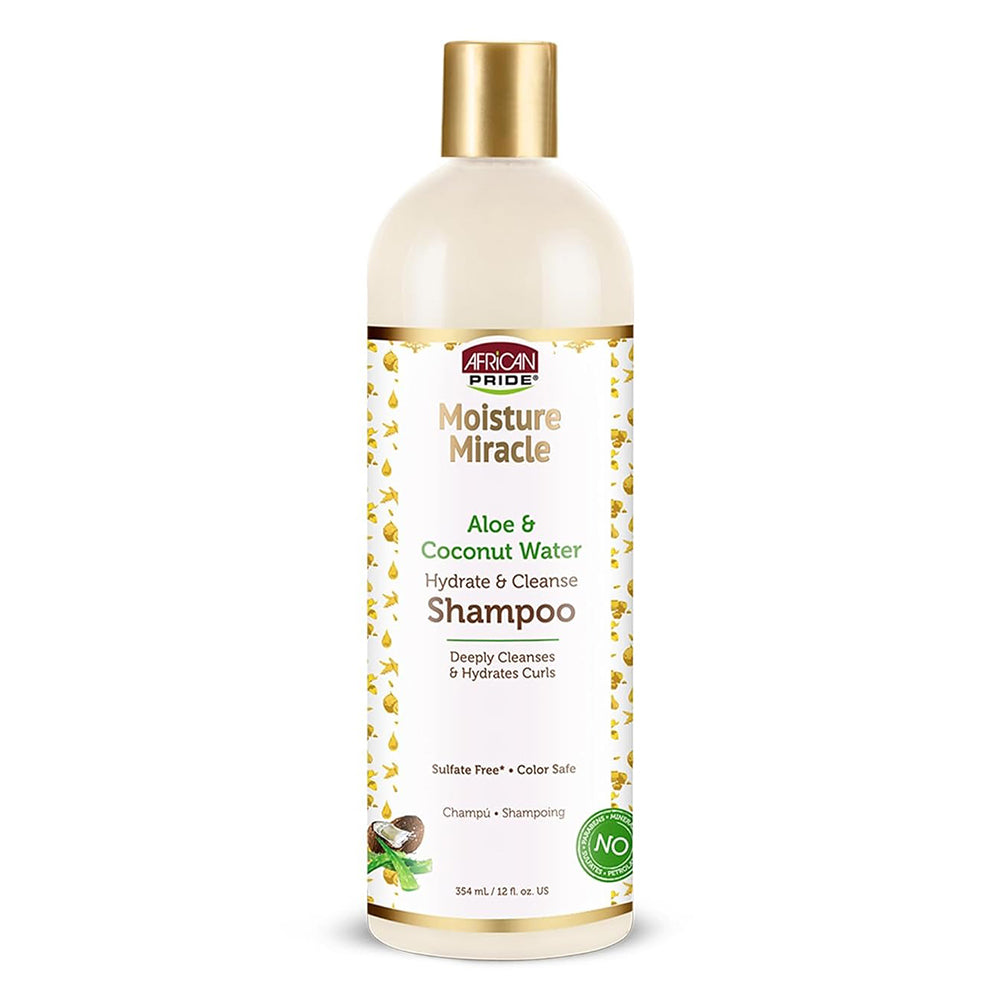 African Pride Moisture Miracle Shampoo Aloe and Coconut for Gentle Cleansing 12Oz (354ml)