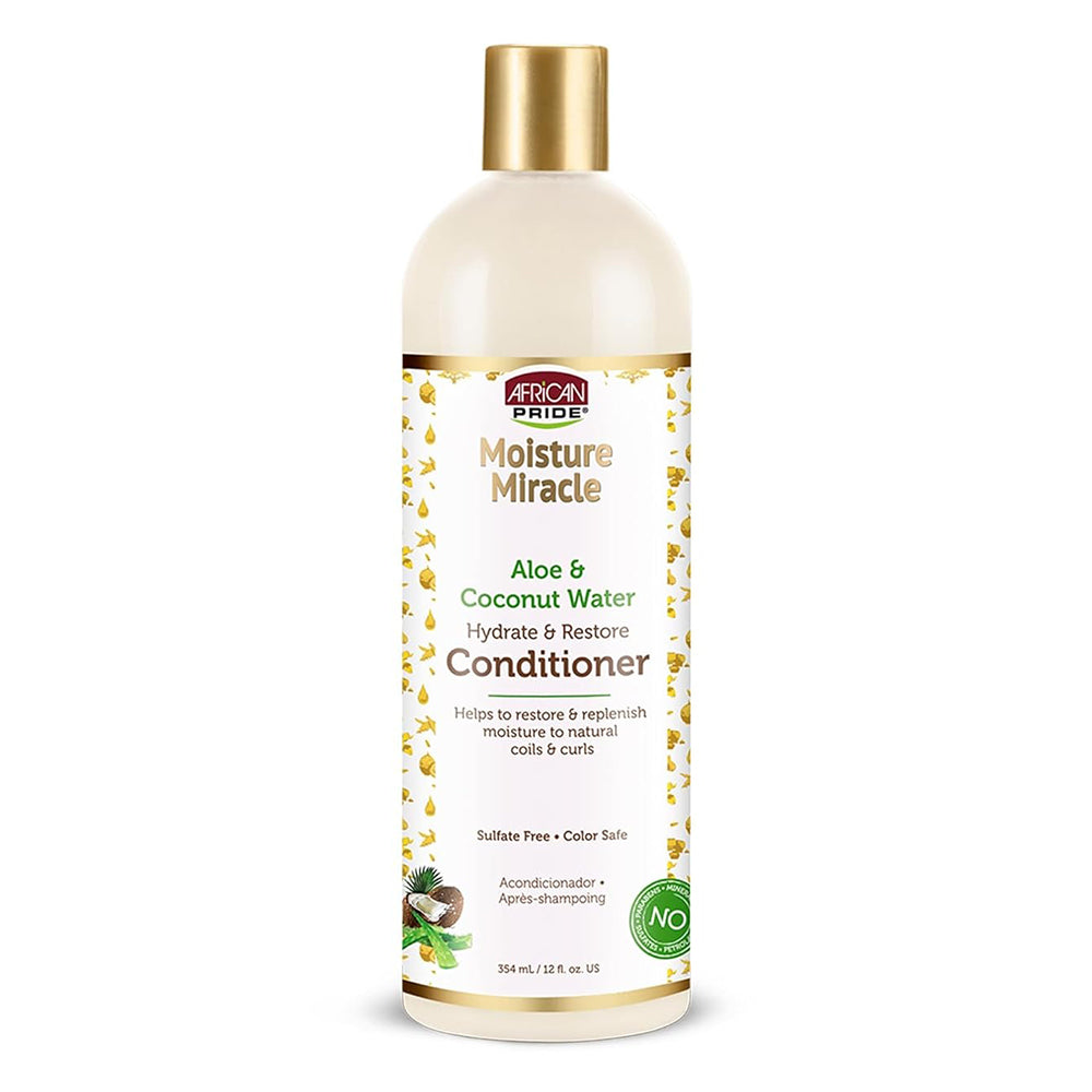 African Pride Moisture Miracle Conditioner Aloe and Coconut for Hydration 12Oz (354ml)