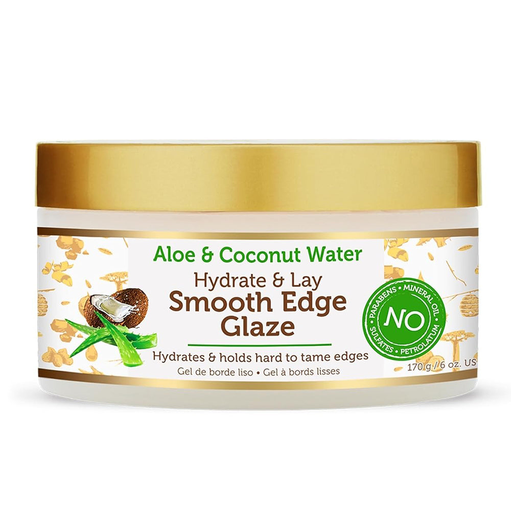 African Pride Moisture Miracle Smooth Edge Glaze Aloe and Coconut Water for Sleek Finish 6Oz (170)