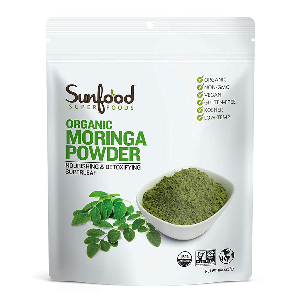 Sunfood Superfoods Moringa Organic Powder For Hair loss And Weight loss, 8 Oz