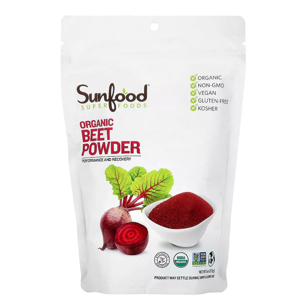 Sunfood Superfoods Organic Beet Root Powder Supports Blood Heart and Liver Health 8Oz (227g)