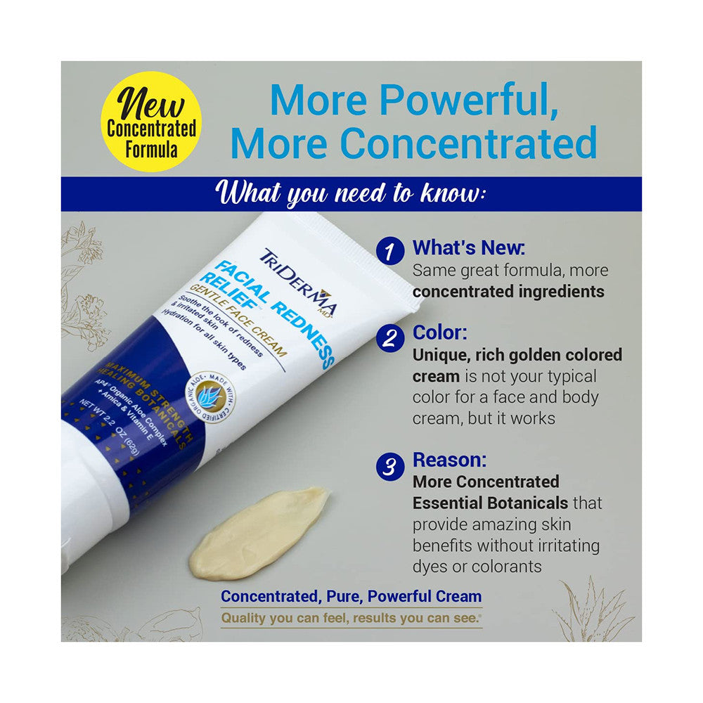 TriDerma MD Facial Redness Relief Gentle Face Cream, 2.2 Oz
