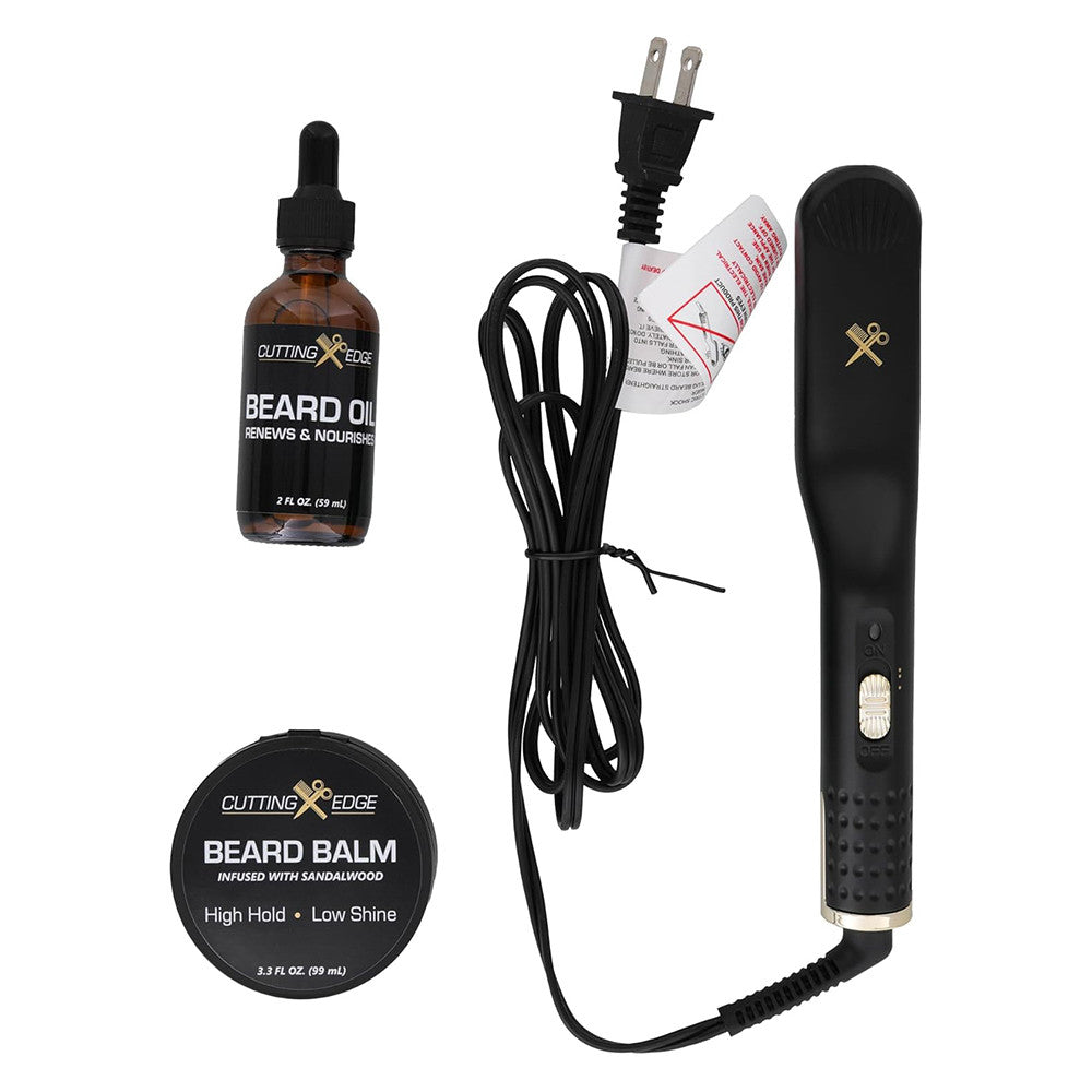 Cutting Edge Heated Beard Straightener Beard Balm and Oil Hot Comb Tool for Men, 1 Ea