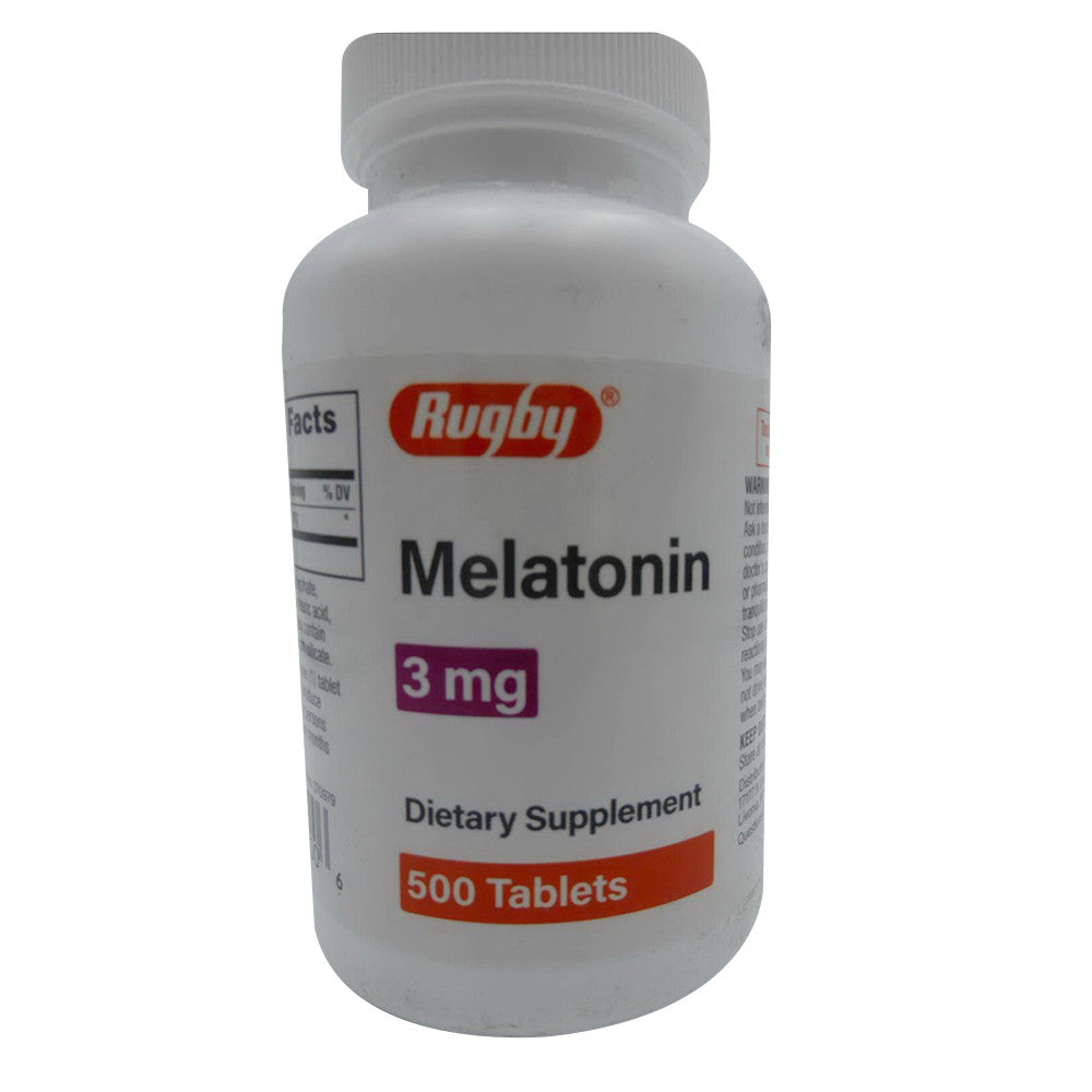 Rugby Melatonin 3 Mg Supplement Tablets, 500 Ea