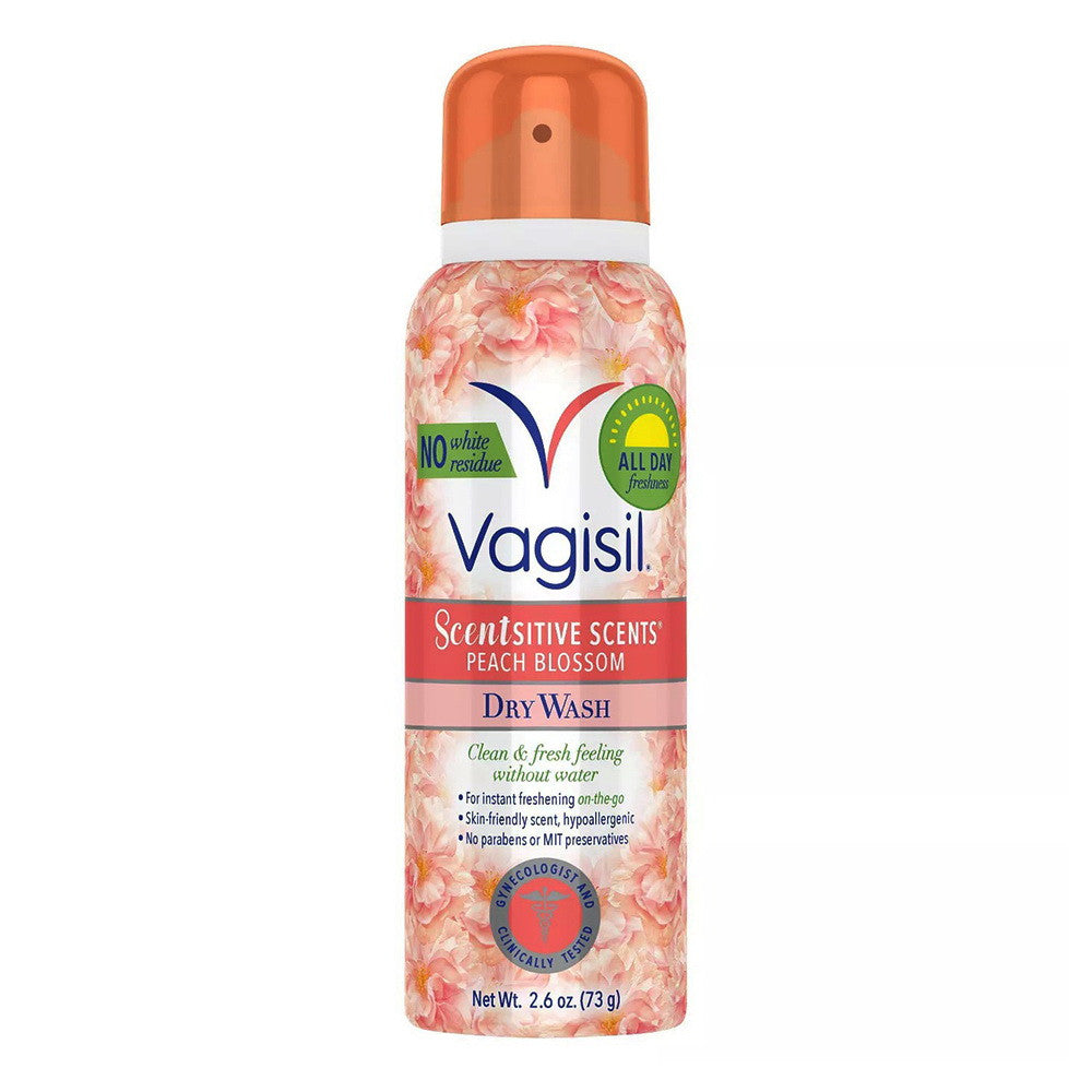 Dry Wash Feminine Spray with Scentsitive Scents by Vagisil, Peach Blossom, 2.6 Oz