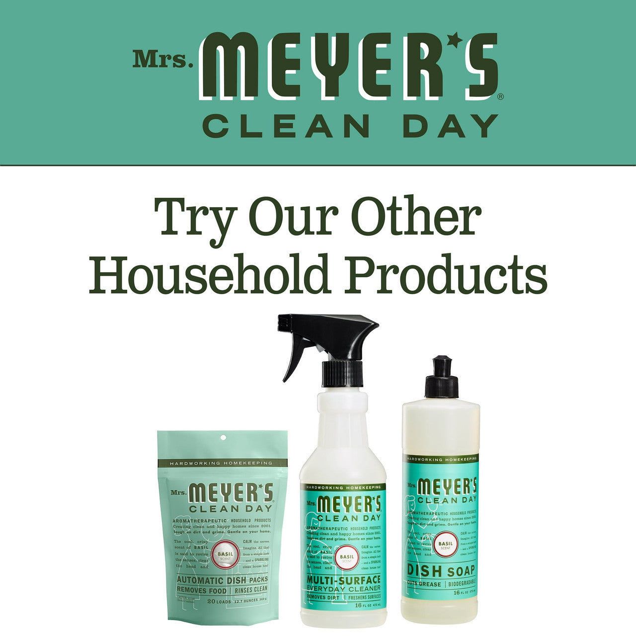 Mrs. Meyers Clean Day Liquid Dish Soap, Basil Scent, 16 oz